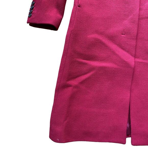J. Crew Red Italian Double Wool Trench Coat Petite Size 2 Jacket Topcoat - Picture 3 of 6
